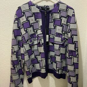 Tricot Chic knit Top  purple multicolor  made in Italy viscose/elastane $790
